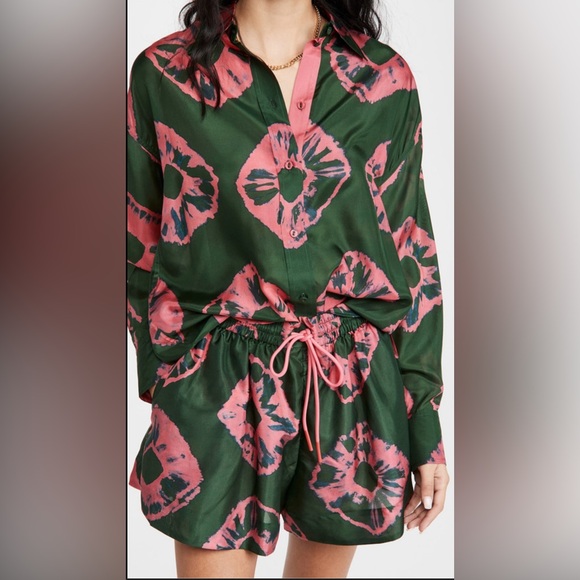 Zimmermann Silk Tie-Dye Shirt & Shorts Set Size 2 - Picture 4 of 15